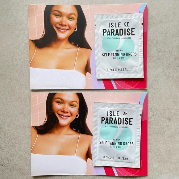 2 Isle of Paradise Medium Self Tanning Drops Face & Body Samples .02oz / .07ml - Picture 1 of 3